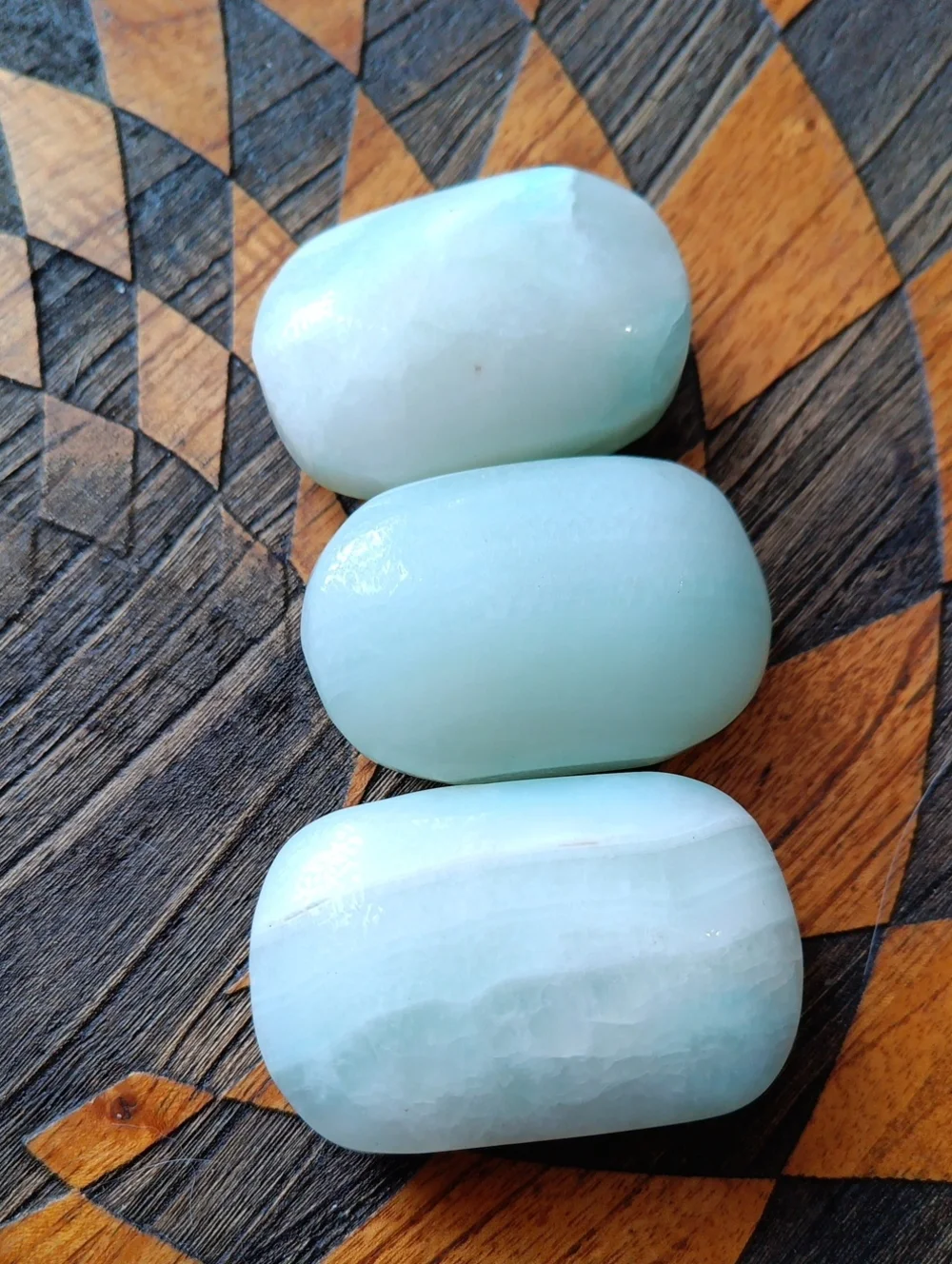 Green Calcite Crystal Palm Stone (1)
